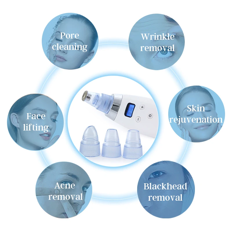 4 pcs facial popping pimple scrub whitehead acne pores tightening face vaccum remover machine blackhead removal beauty device