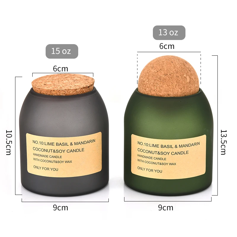 China Factory Price 13oz 15oz Empty Luxury Unique Candle Container Candle Glass Jar With Cork Lid