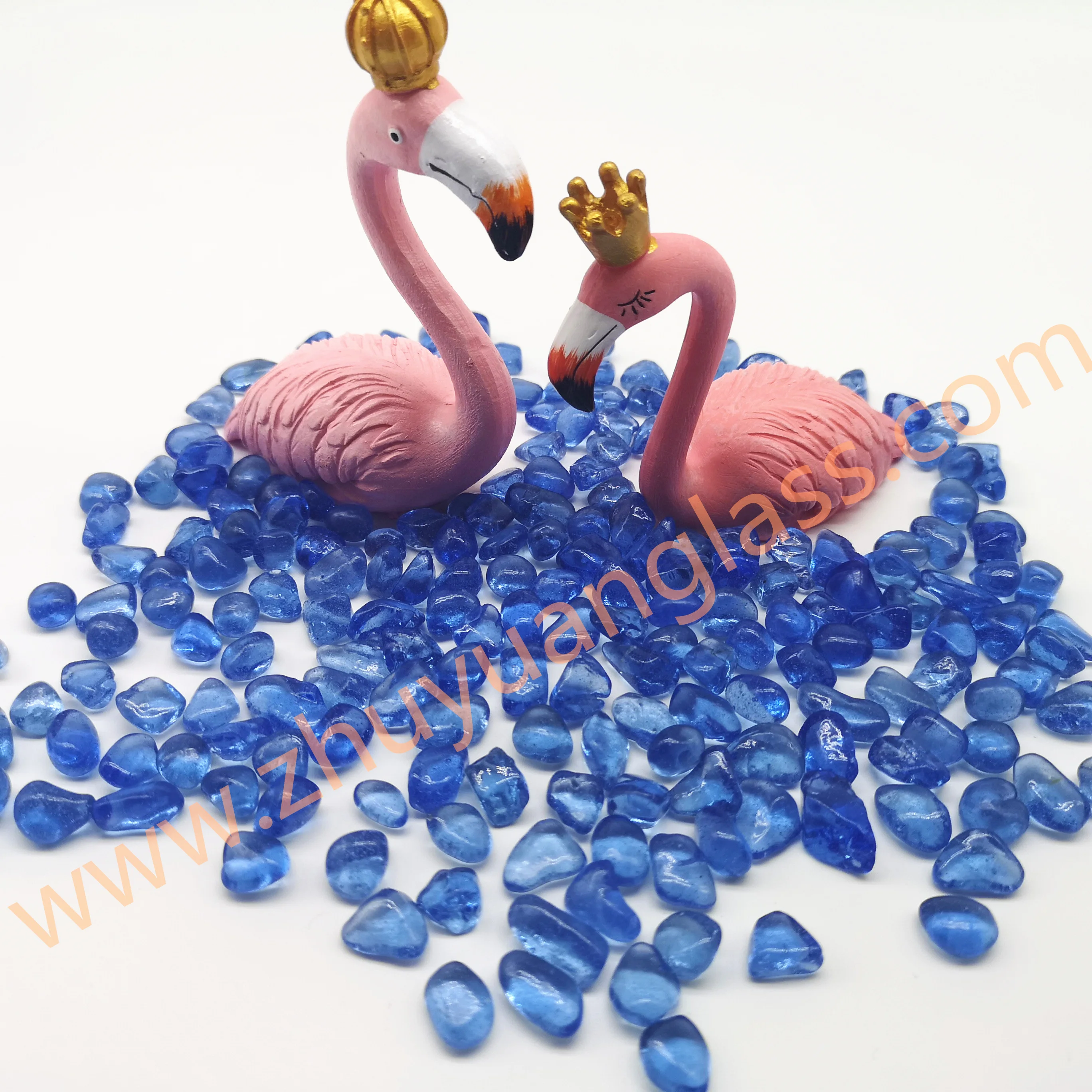 Factory price 9-12 mm sky blue irregular glass bead glass pebble for swimming pool interior finish