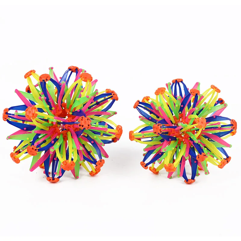 Wholesale Rainbow Color Expandable Balls Stress Reliever Toy Plastic Stretching Telescopic Ball For Kids