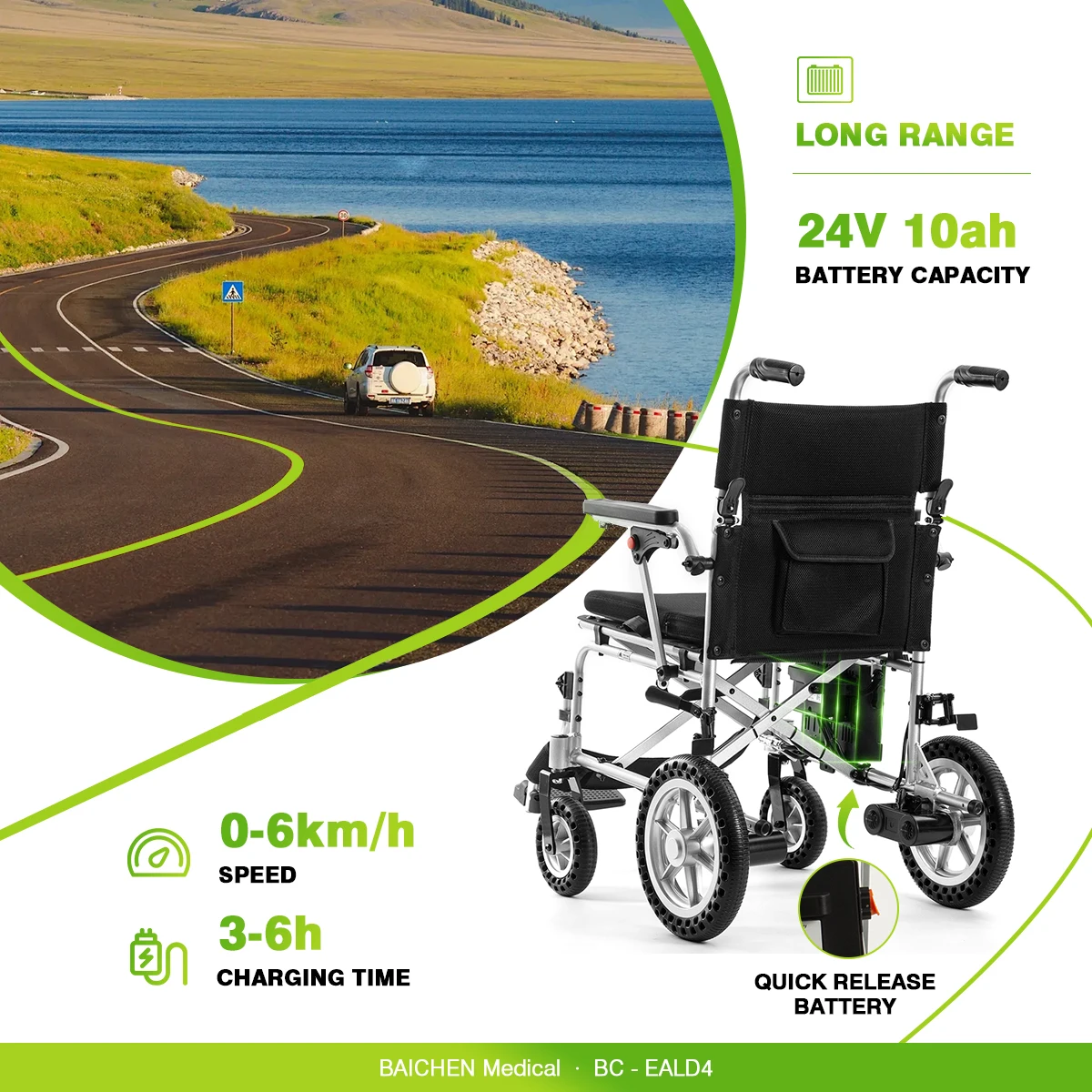 2024 New Aluminum All Terrain Ultra Lightest Foldable Portable Travel Disabled Electric Wheelchair For Adults
