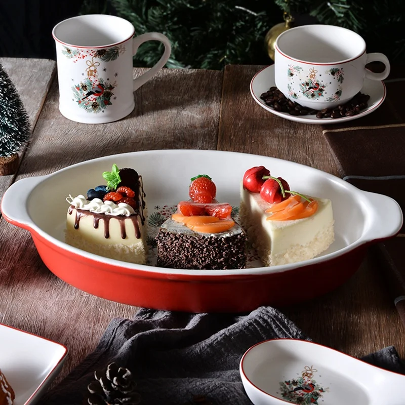 Christmas tree  afternoon teacup dish cutlery Ceramic cutlery Christmas dinnerware set