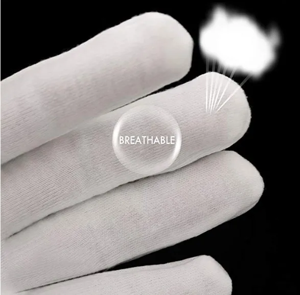 Soft Gloves White Coin Jewelry Silver Inspection 100% Cotton Lisle Gloves Formal Fashion Dress Casual Style - Premium Weight