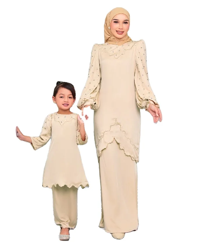 Oem Wholesale Malaysia Kids Kurung Muslim Chiffon Baju Kurung Children Clothes Modern Children Baju Kurung Kids