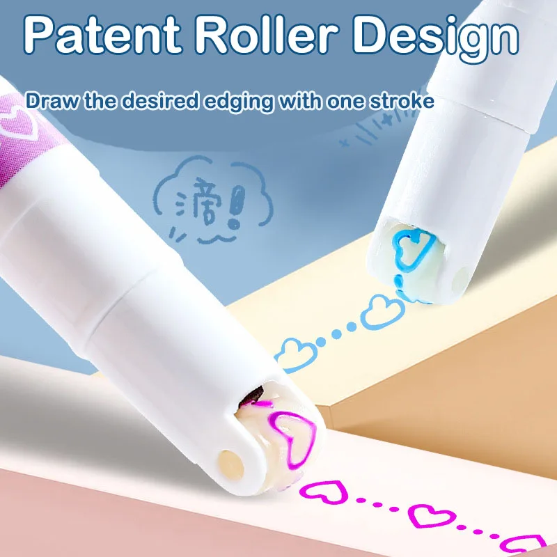 School Stationery Flower Shape Contour Pen Double Line Wave Curve Pen Colored Student Stationery Highlighter Pen Quick Drying