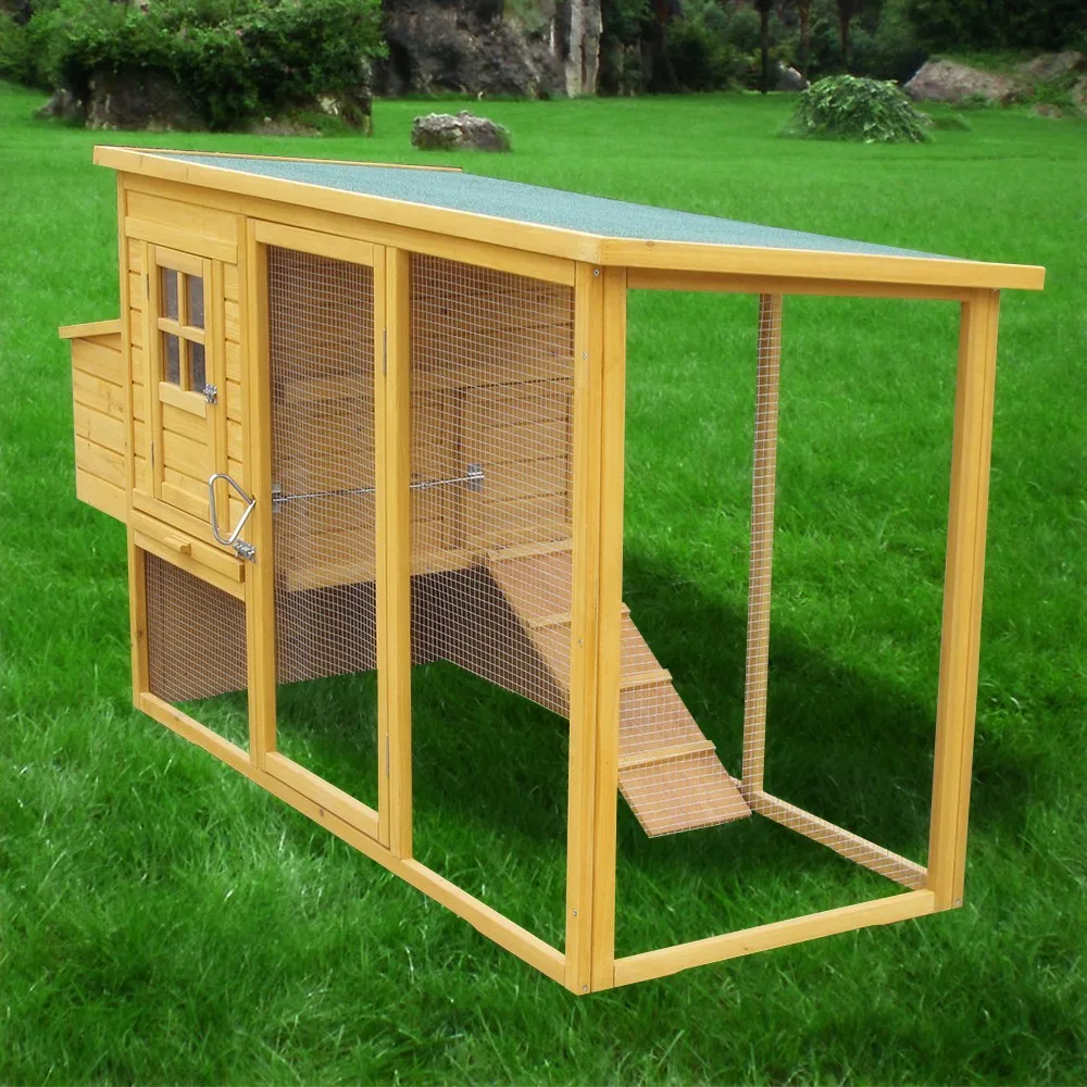 Wood Chicken Coop With Run Chicken Broiler Yellow House Cage Indoor Laying Hens Chicken House Trusses For Sale
