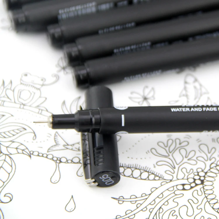 12 видов цветов Цветные микронные водонепроницаемые нетоксичные пигментные чернила ручка для рисования