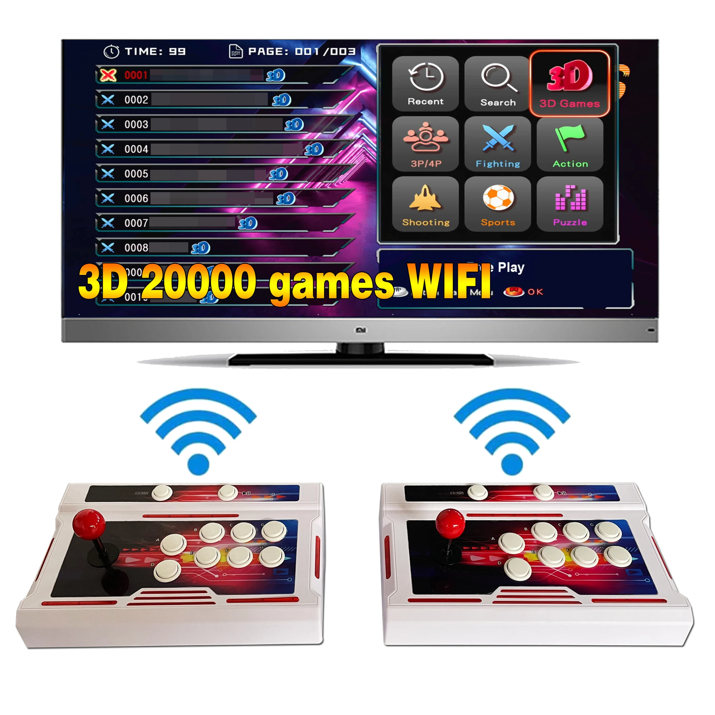 3D 20000 в 1 с Wi-Fi 64G Ретро Классическая Электронная игровая консоль для Bartop game stick 4k и Pandora аркадная игровая консоль