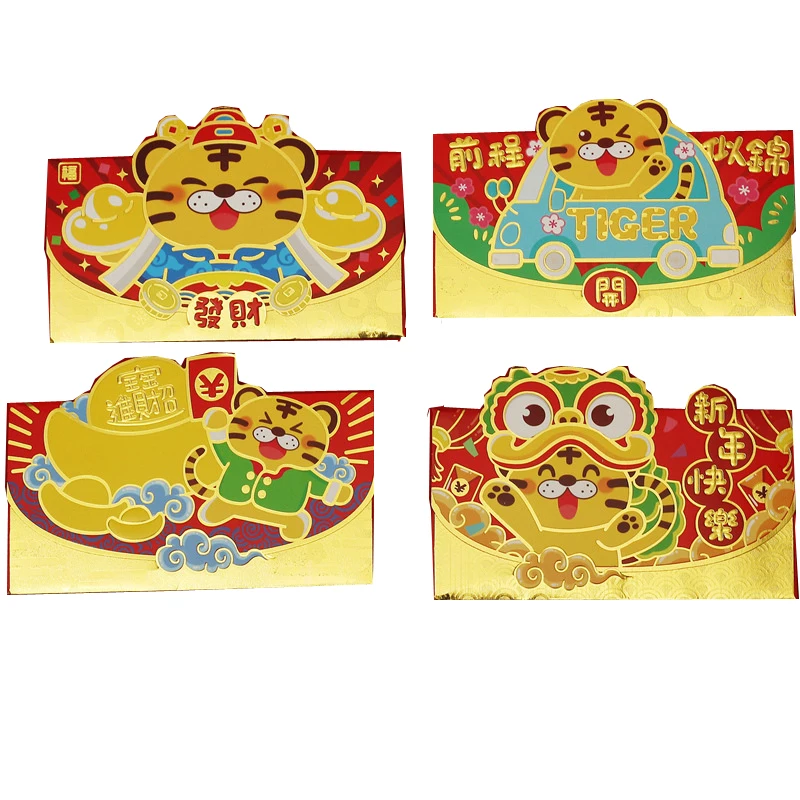 Wholesale Chinese New Year 2022 Cartoon Red Packets Envelope Traditional Hongbao for kids