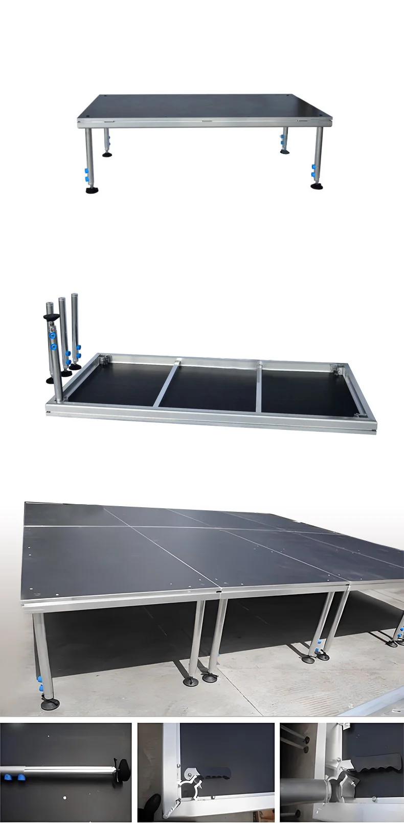 Aluminum Portable Adjustable 4 Legs 4ftx4ft Simple Mobile Stage Platform Concert Event Wedding Portable Stage