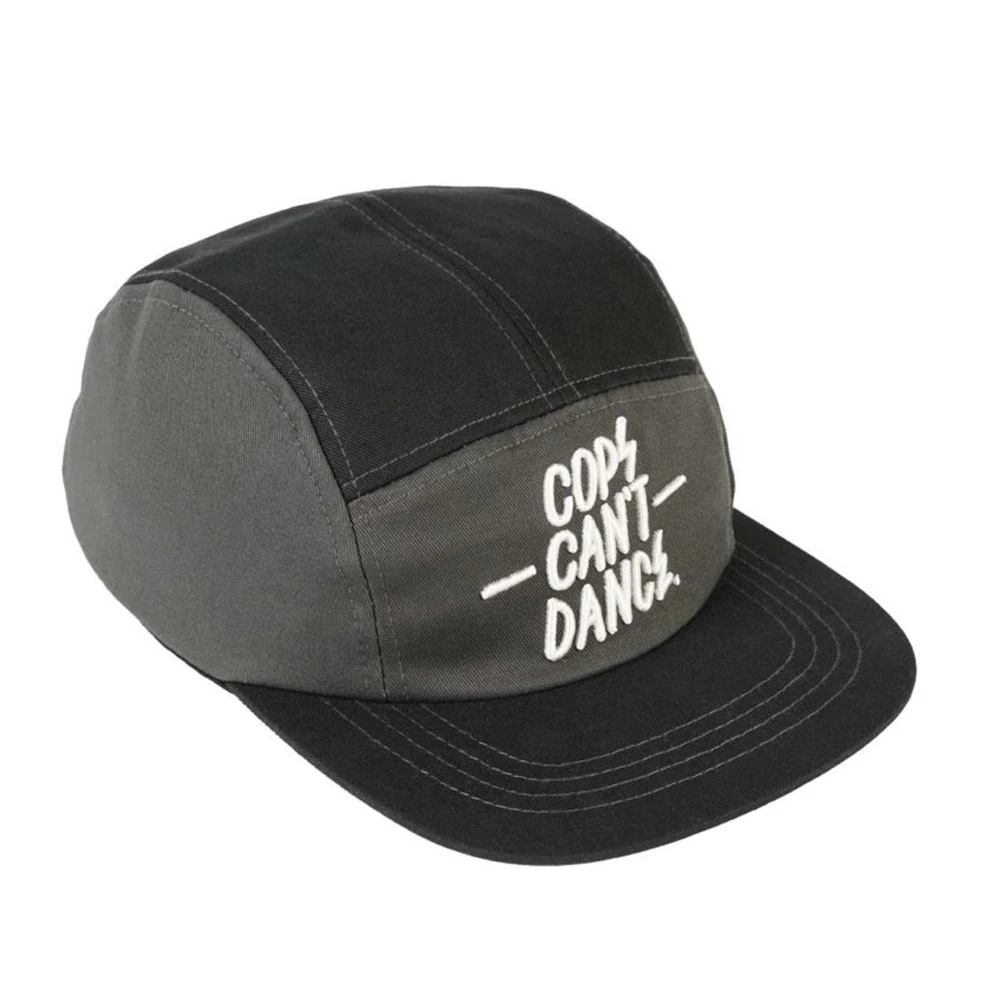 Custom black gray tow tone 3D embroidery 5 panel camp hat with your own logo