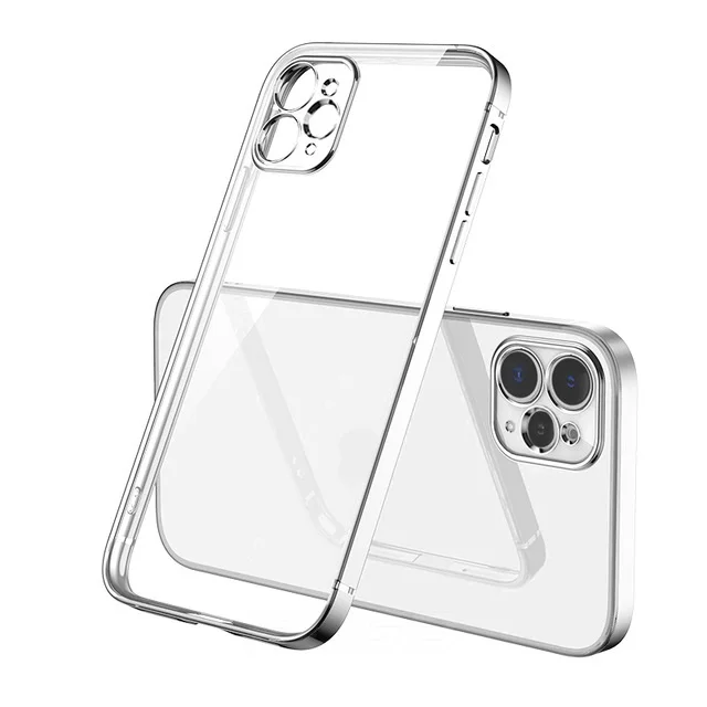  Роскошный прозрачный чехол из ТПУ с квадратной рамкой для iPhone 11 Pro Max XS 7 8 Plus