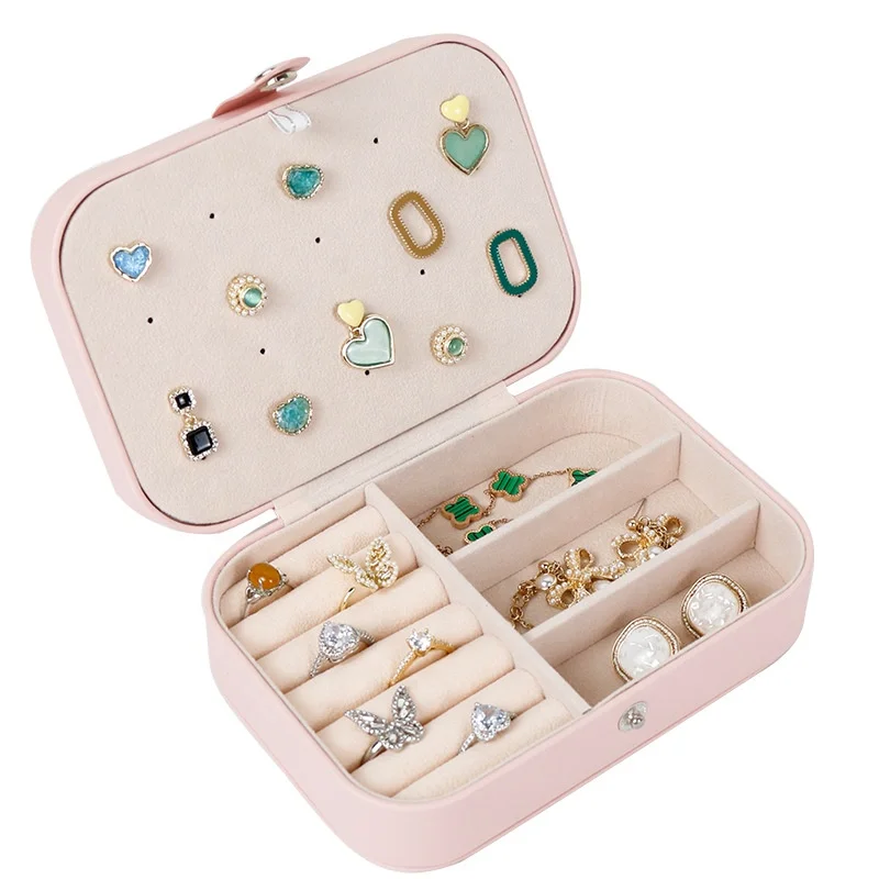 Wholesale Simple Double Jewelry Box Ring Earring Storage Box Korean Necklace Cosmetic Box