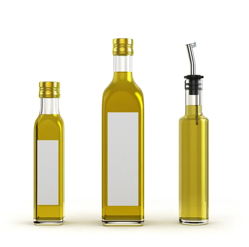 Food Grade 100ml 250ml 500ml 750ml 1L Empty Square Dark Green Marasca Cooking Olive Oil Glass Bottles