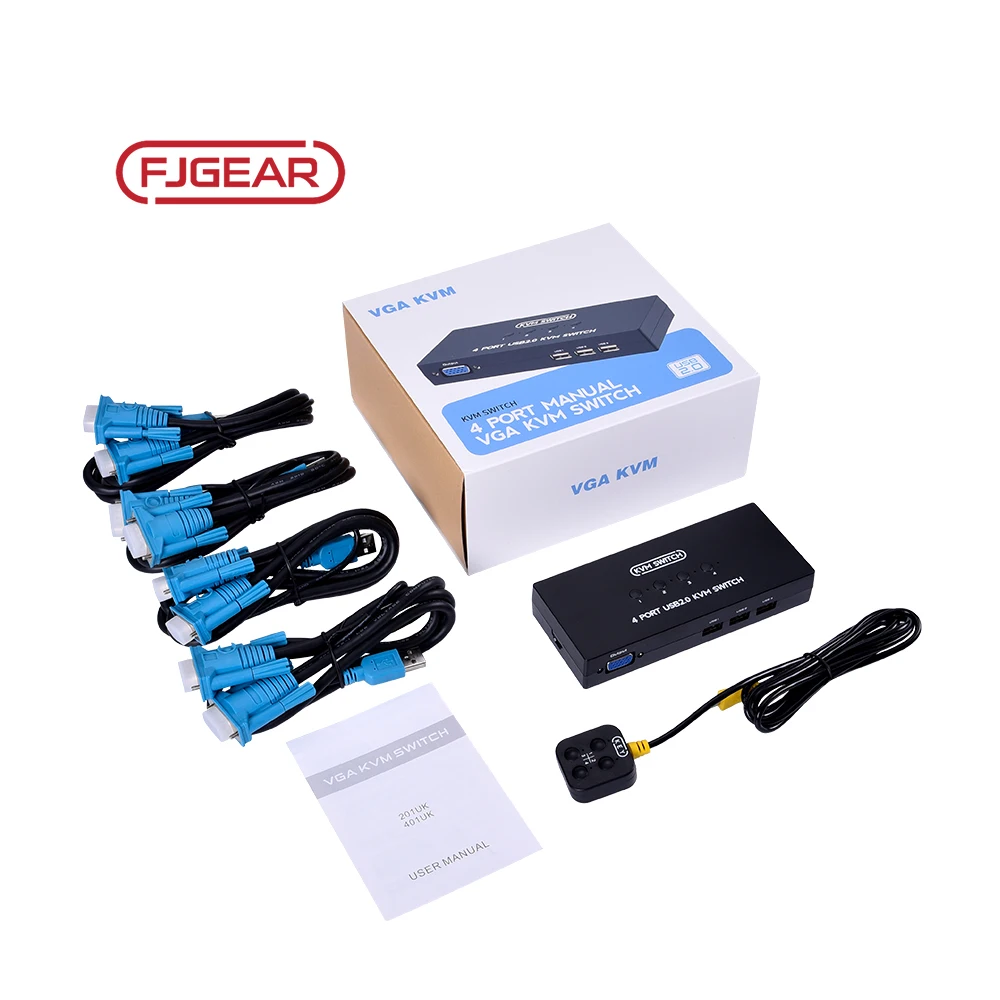 401UK Fjgear Two Switching Methods 1920X1440 Resolution Selector 4 Port Usb Vga Kvm Switch