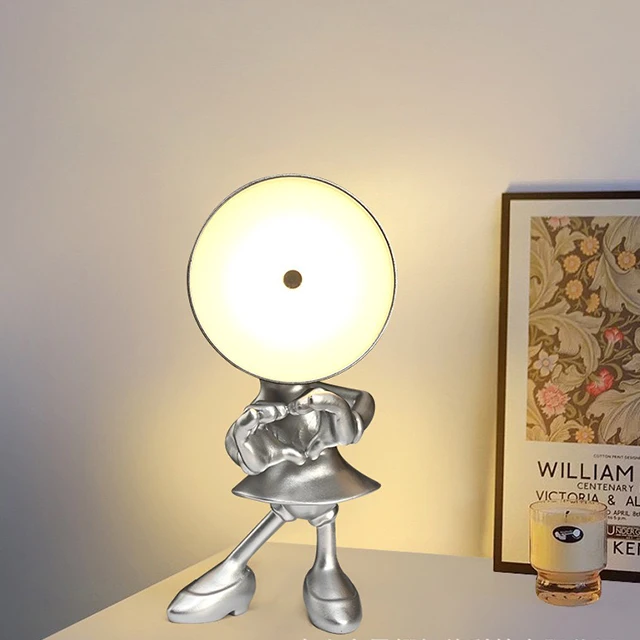 LED Table Lamp Creative Little Golden Man Decorative Desk Lamp Touch Control USB Charging 3 Level Brightness Dimmable Table Lamp