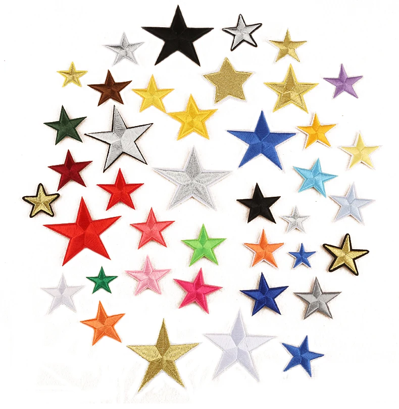 Custom new design small star embroidery patches for clothing