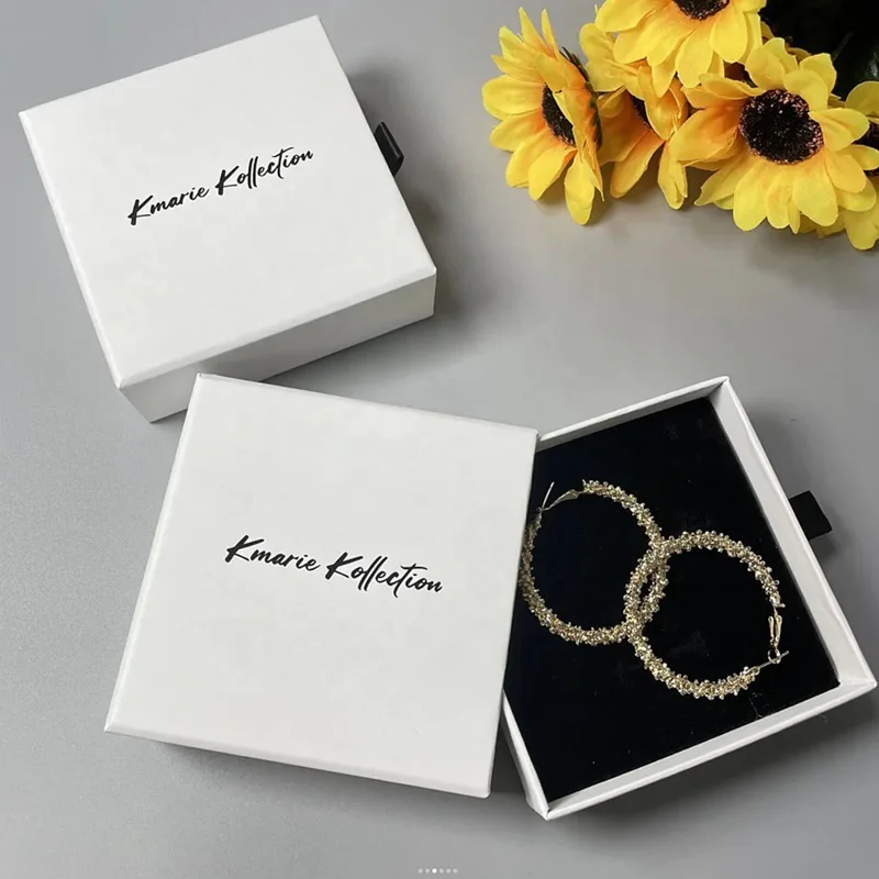 Custom  Sliding Drawers Luxury Jewelry Packaging  Paper Gift Box with Handle for Earring Drawer Jewelry Boxes