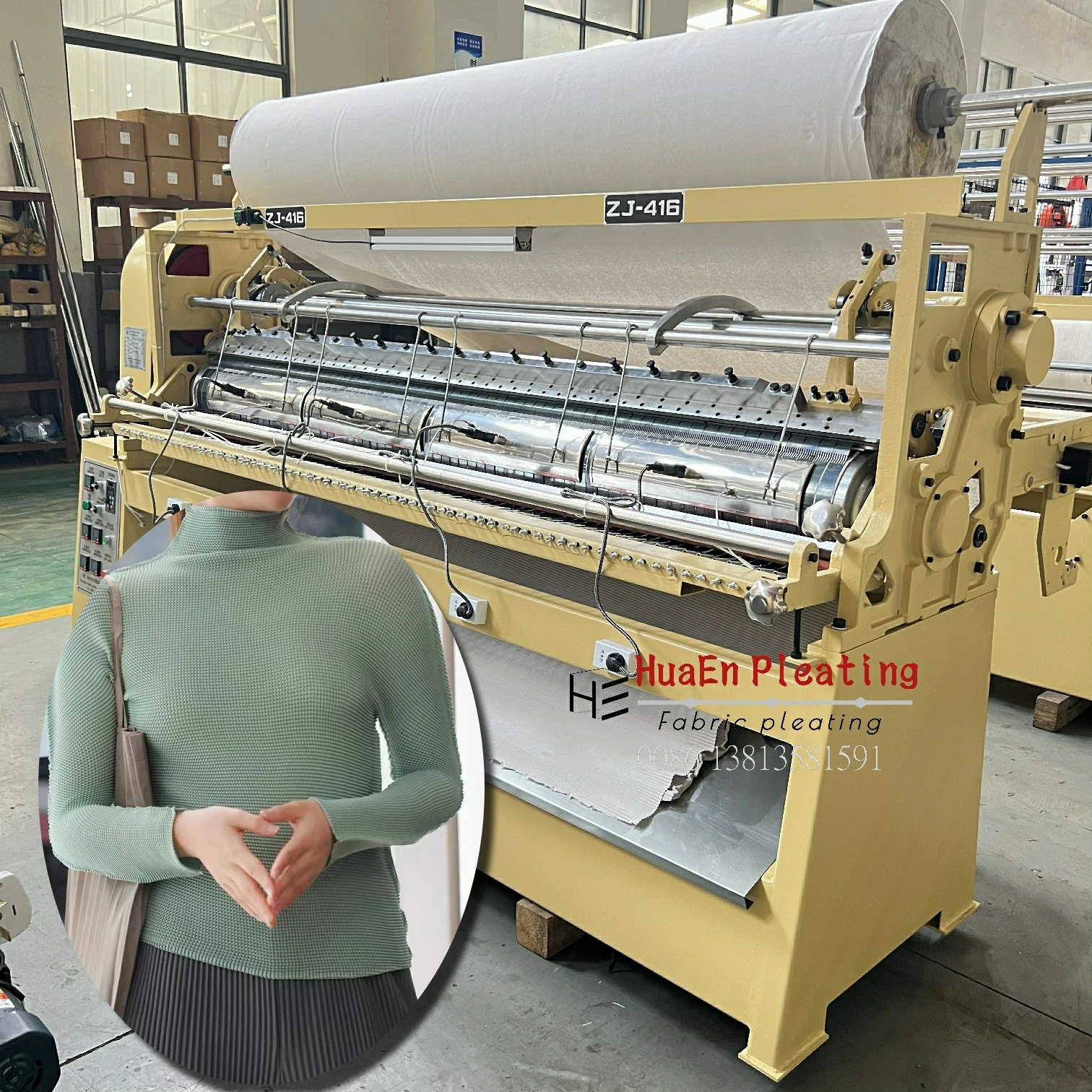 Manufacturer HuaEn Pleating machine for pleating fabrics on scarf skirt dress trousers hijabs,abayas,scarfs,kaftans,stoles