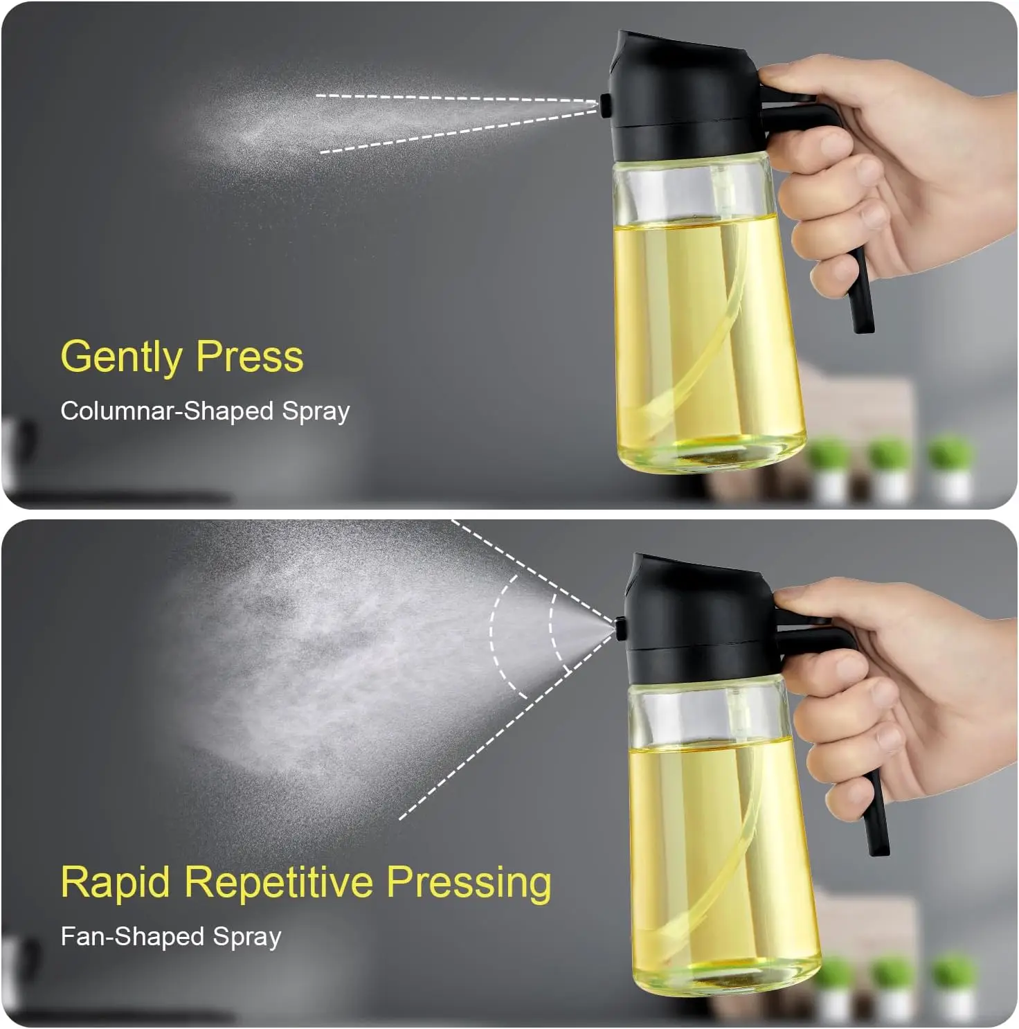 16oz Oil Sprayer for Cooking 2 in 1 Spray & Pour Olive Oil Dispenser 470ml Glass Spray Oil Bottle Kitchen Gadgets