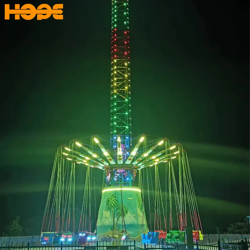 Outdoor Rotating Swing Big Exciting Theme Park Drop Tower Flying Chairs Amusement Park Rides Equipment Flying Tower