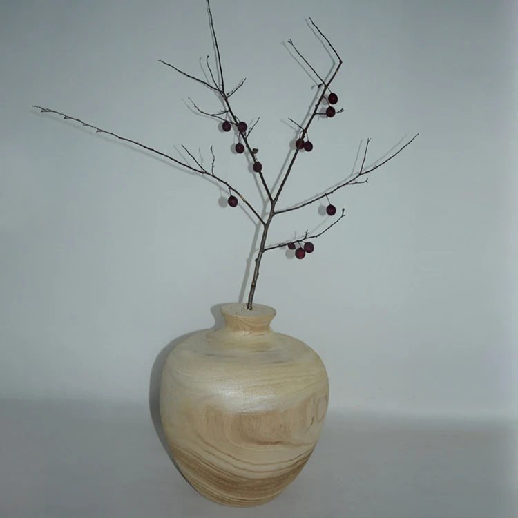 Wholesales tall floor wood vase plant wooden fiber vase decoration