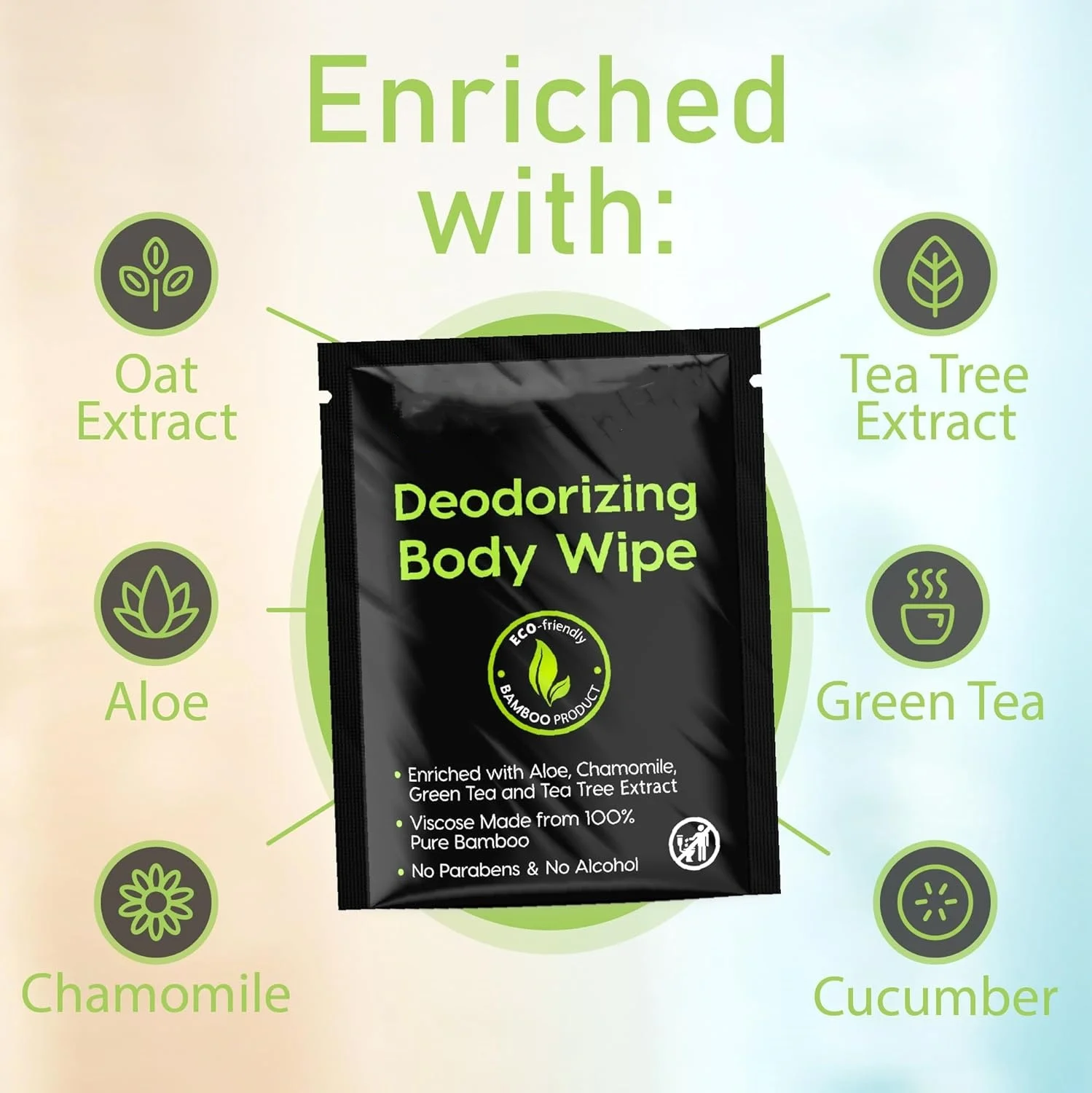 Individually Wrapped Natural Organic Bamboo Wipes 100% Biodegradable Body Wipes