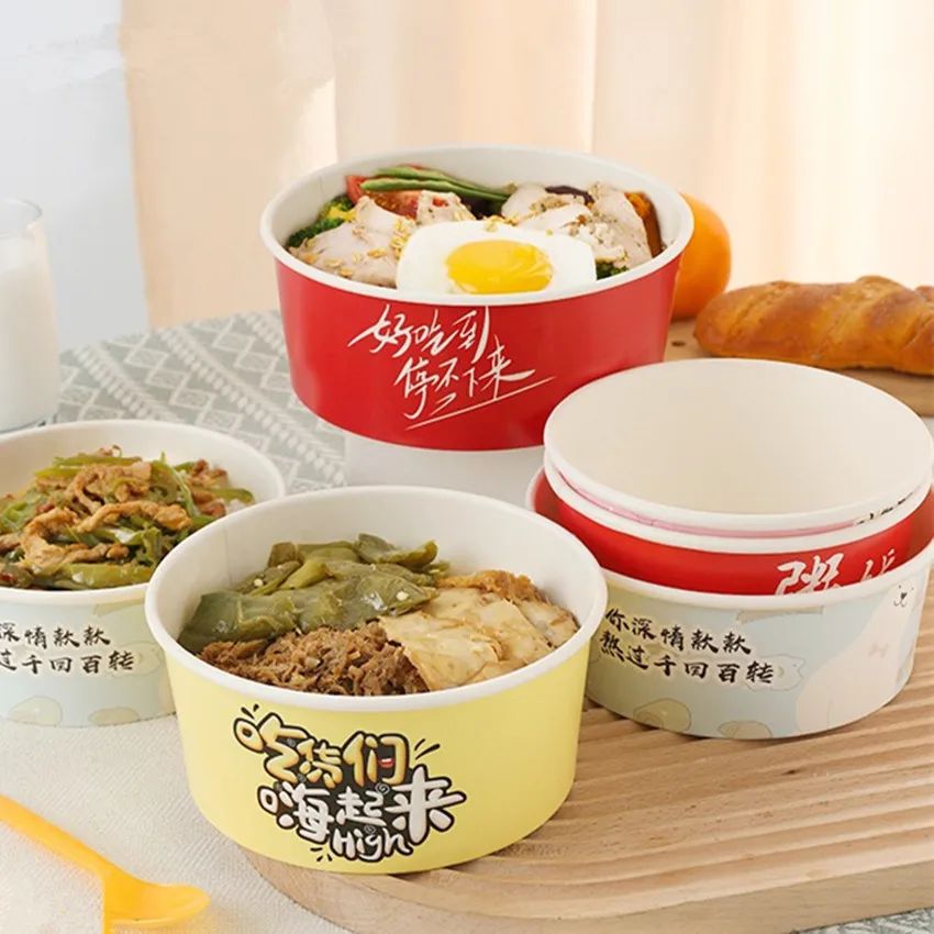 1400ml Korean Disposable instant noodle induction use heatable paper Container Salad Bowls soup Paper Bowl