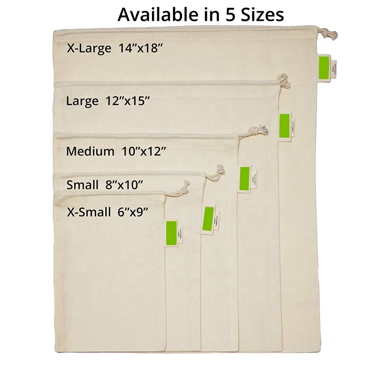 Sopurrrdy drawstring bag biodegradable cotton drawstring mesh produce bag for storaging vegetable