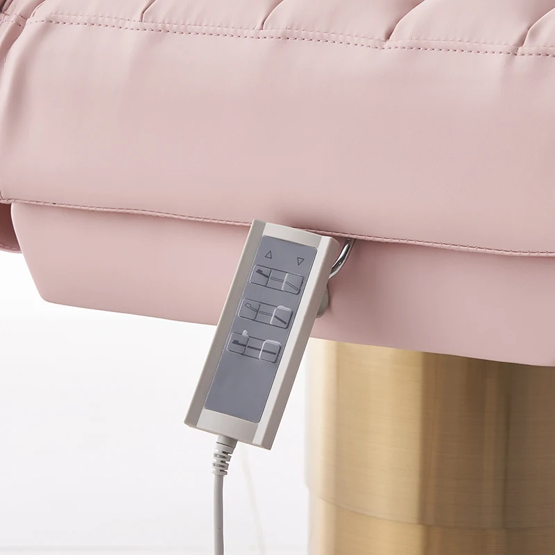 2023 New Designs Beauty Salon Pink 3 Motor Cosmetic Bed Adjustable Electric Facial Massage Table With Led Lighting