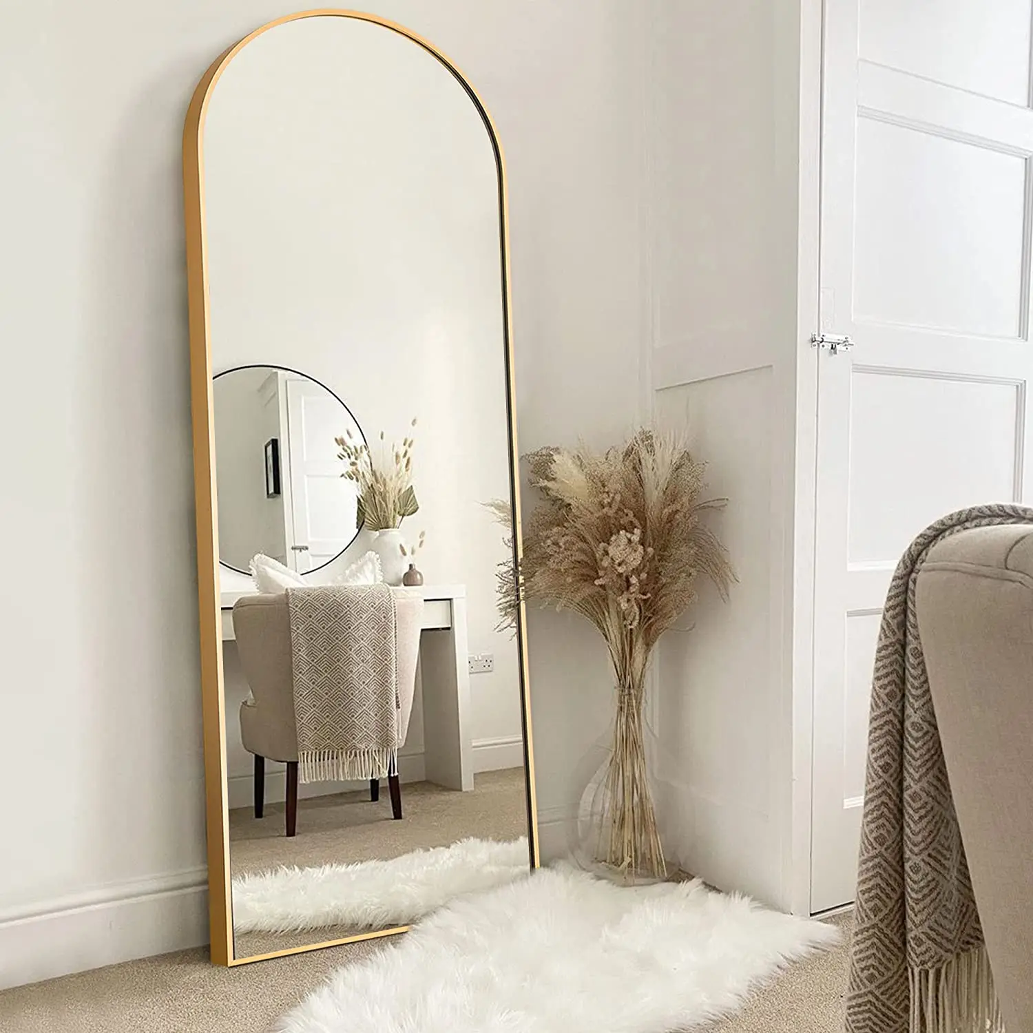 Arched shape Floor Mirror metal framed mirror  fancy makeup mirror