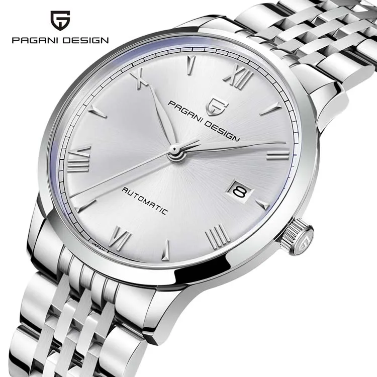 Pagani design 1759 classic Simple men mechanical watch Luxe Stainless steel band water proof calender iced out  business watch