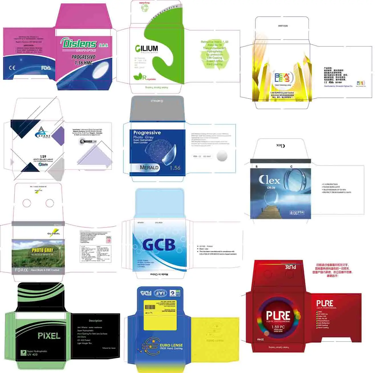 CR39 1.56 Progressive Optical Lenses Wholesale Anti Reflective Lenses