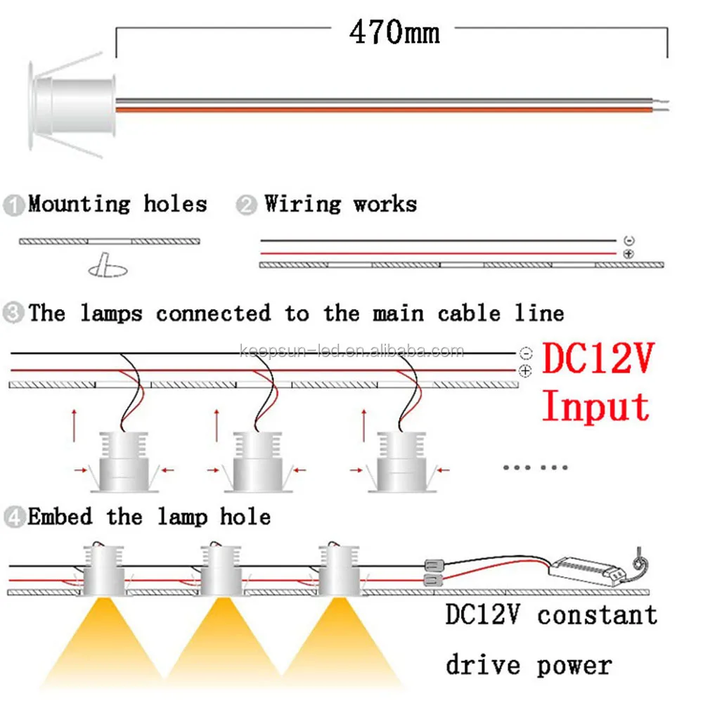 LED Spotlight Outdoor IP65  Downlight 1W 12V with 12W LED driver Indoor Cabinet Stairs Light 15mm Recessed Spot Ceiling Lighting