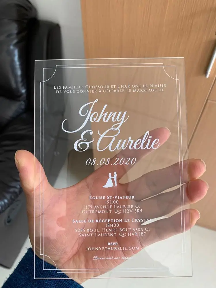 Custom Color Elegant Acrylic Stationery Wedding Acrylic Invitation