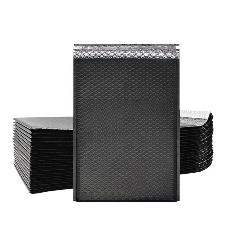 High-quality black poly pouch thickened envelope packaging matte black bubble mail
