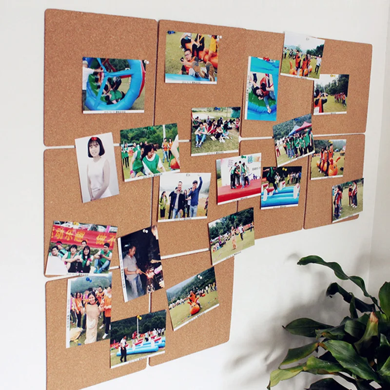 Factory Wholesale custom 30*30cm Small Self Adhesive Cork Bulletin Board Pin Black wall maounted notice