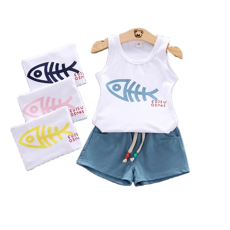 Детский летний тонкий хлопковый комплект жилета высокого качества по низкой цене, летняя одежда, Детская летняя одежда, два комплекта