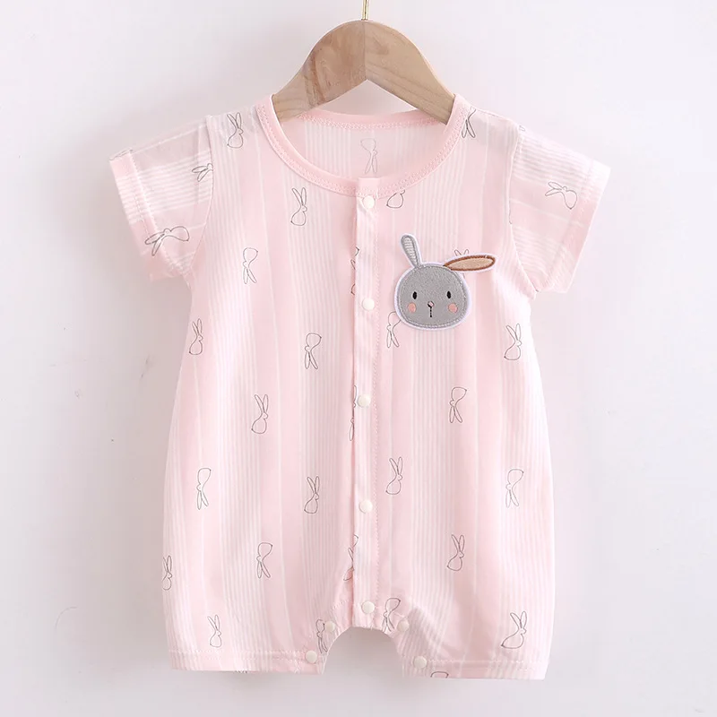 Newborns thin rompers baby organic cotton summer kids wear toddlers jumpsuits infants baby girls boys pajamas 0-3-9-12 months