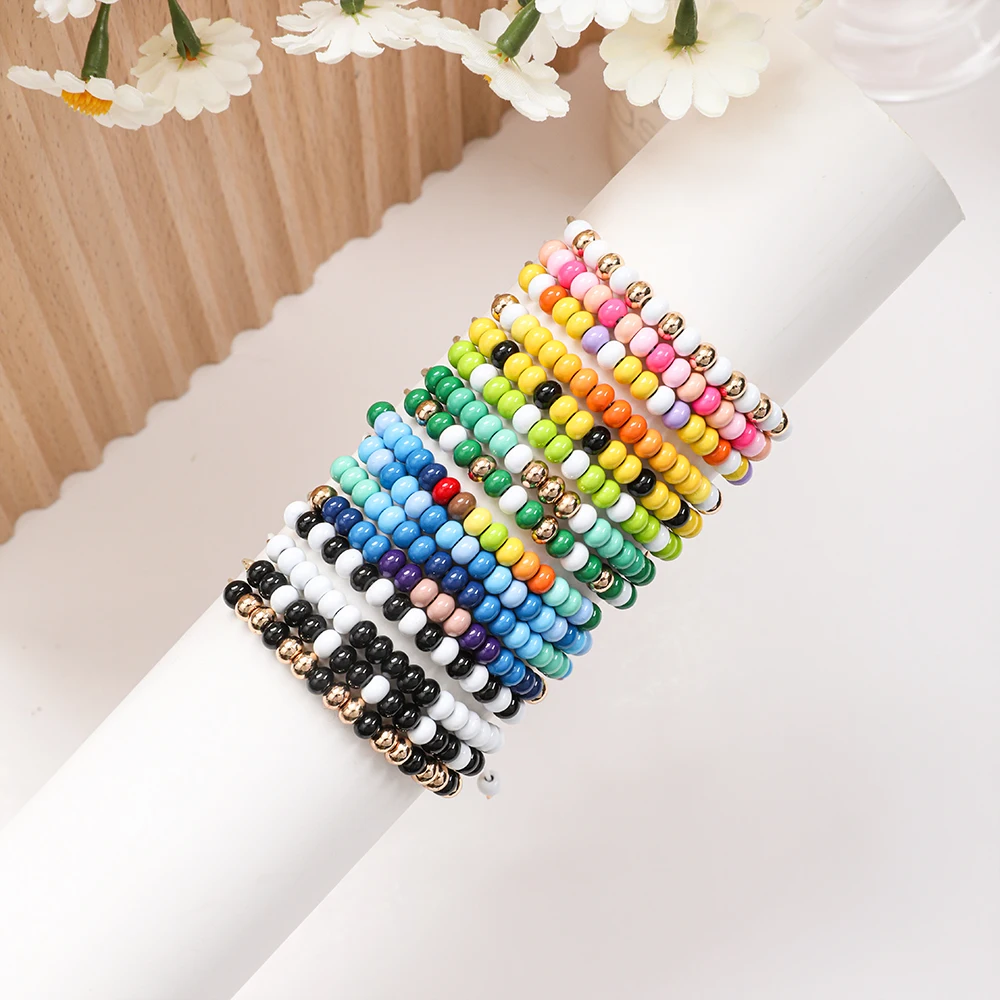 3MM Enamel Y2K Beads Girls Teens Kids Children Colorful Candy Color Beaded Bracelet Women