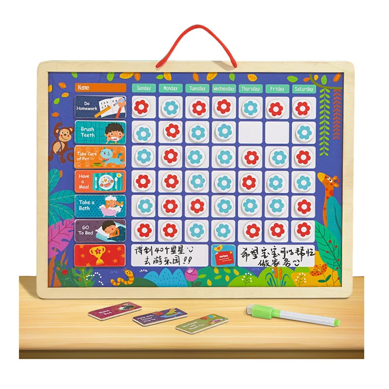 Montessori Baby Wooden Reward Behavior Star Chart Board Game Early Educational Develop Good Habits Toys For Boys And Girls