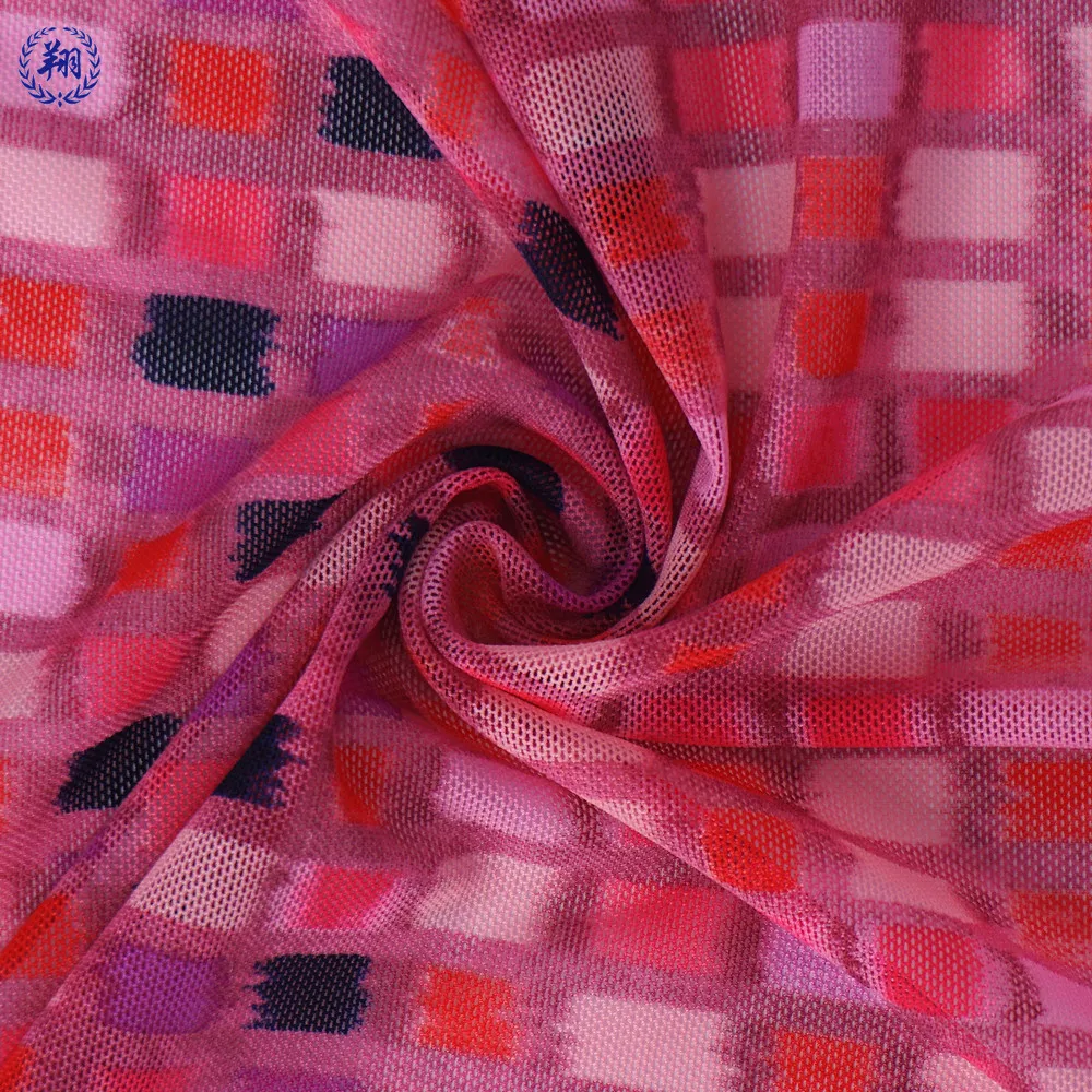 90gsm  Nylon Spandex Print  Powernet Mesh Fabric For Underwear