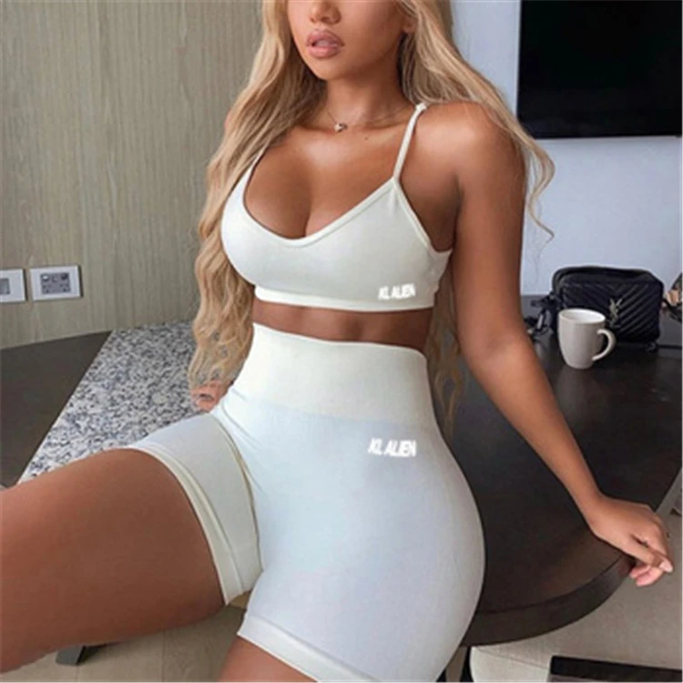 
Outfits Summer Fashion 2 Piece Women Biker Shorts V-neck Crop Top Sleeveless Polyester Cotton 