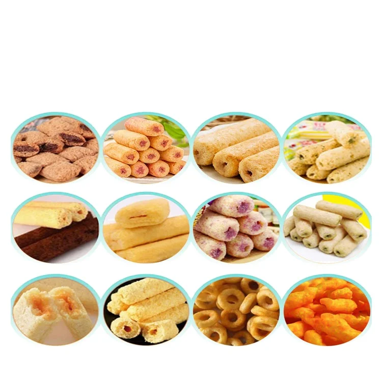 Pillow shaped core filling snacks making machine puffed sandwich jam center snack food production line