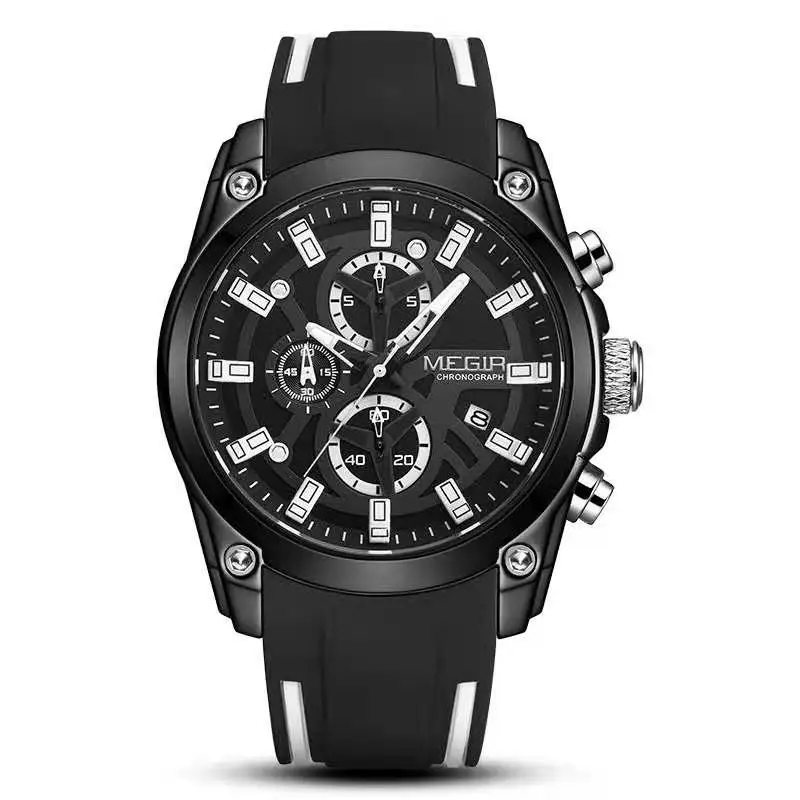 MEGIR 2144 men wristwatch silicone band sport relojes para hombres waterproof megir mens chronograph wrist watch for men