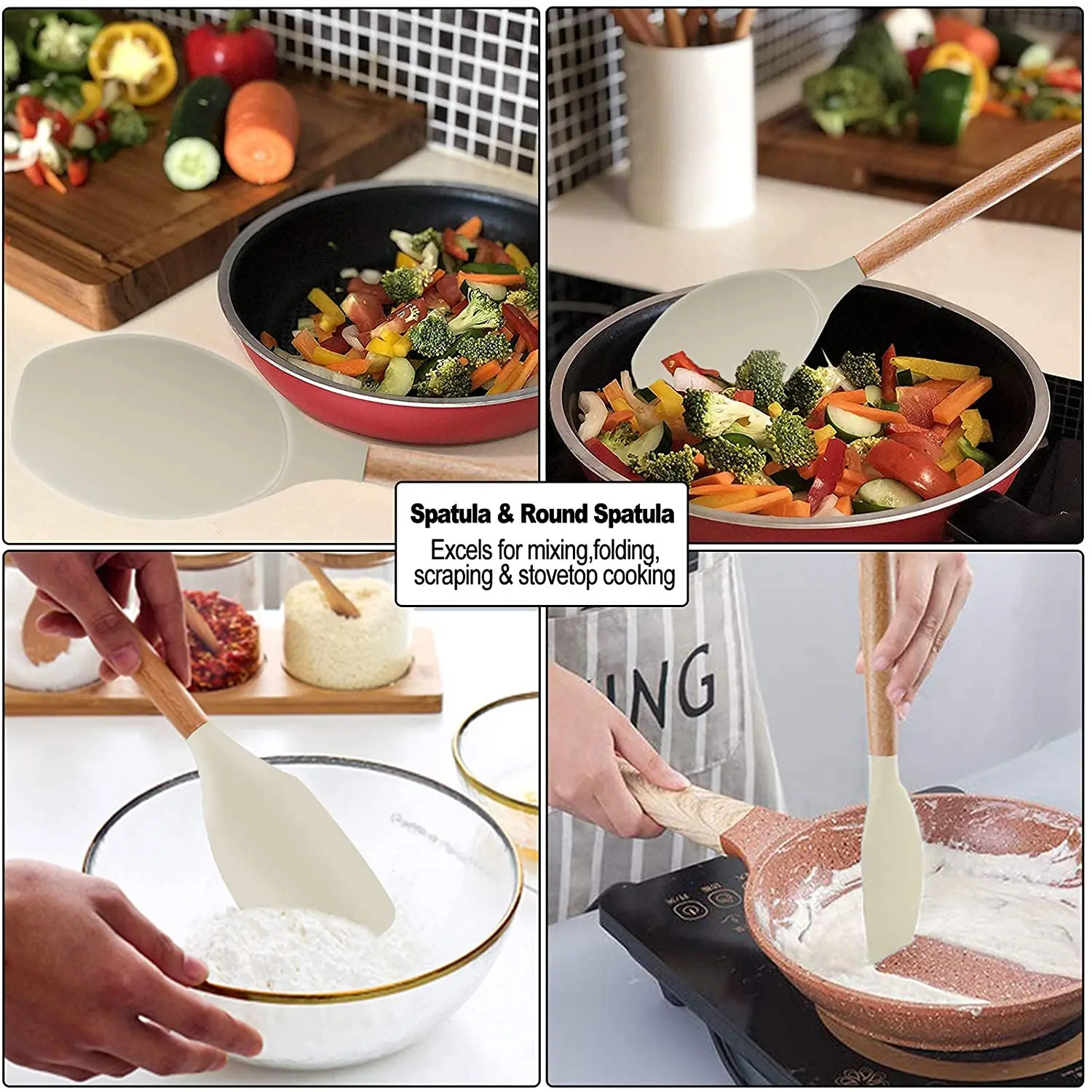 Hot Selling White Cooking Tool Set with Silicone Turner Ladle Spatula Nonstick Kitchen Utensils Sets for Kitchen