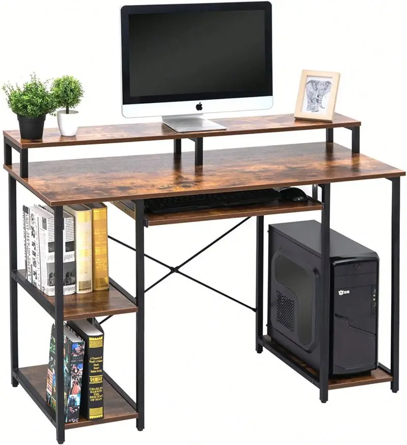 Computer Desk with Storage Shelves/Keyboard Tray/Monitor Stand Study Table for Home Office (1600226126621)