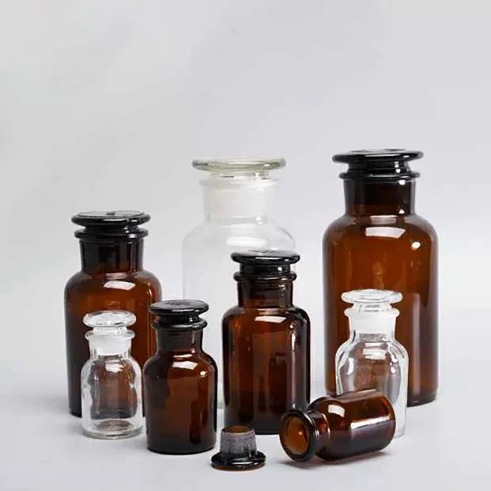 
Laboratory 60ml 250ml 500ml 1000ml Wide Mouth Clear Glass Reagent Bottles 