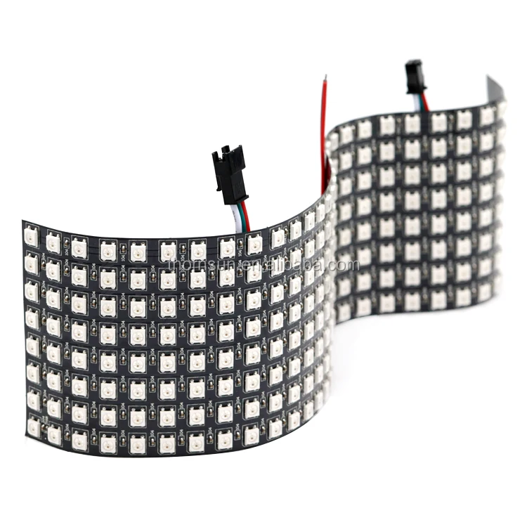 black pcb 8x32 pixel pitch 10mm, RGB ws2812 flexible led dot matrix