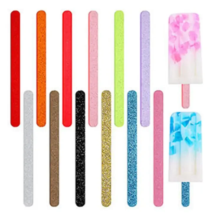 Durable Acrylic Ice Cream Sticks Custom Acrylic Cakesicle Sticks Glitter Acrylic Popsicle Sticks